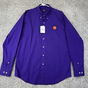NEW Clemson Tigers Shirt Men's Large Purple Button Up Oxford America‎